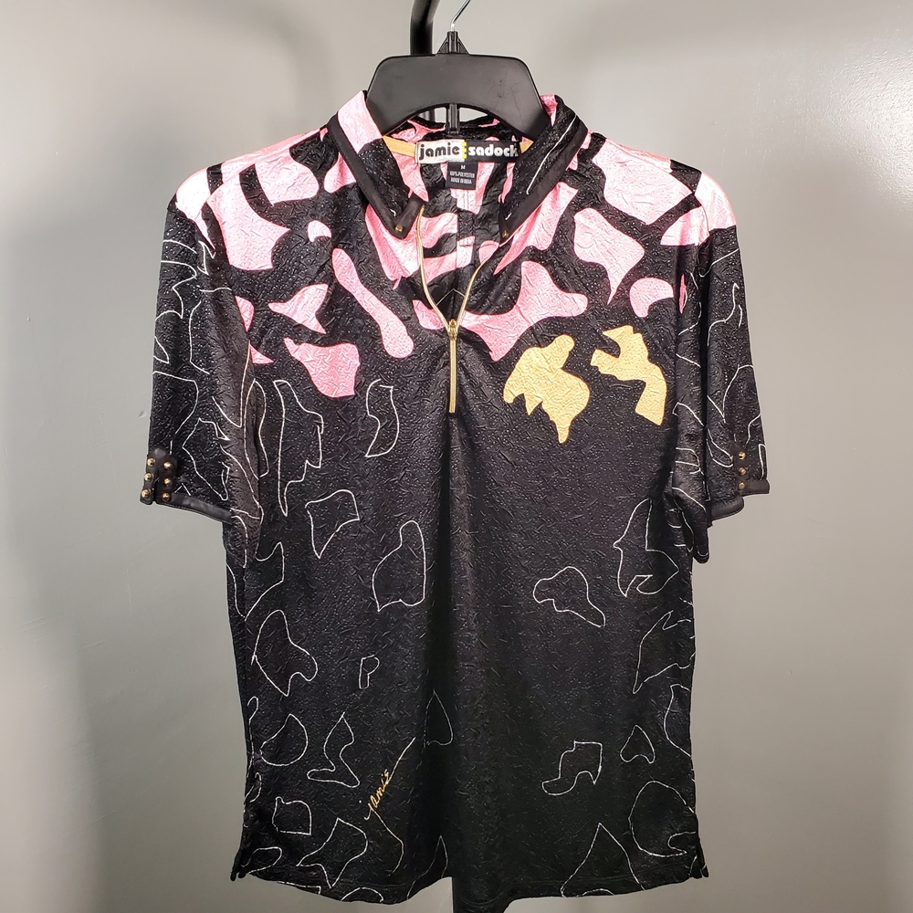 Jamie Sadock Black and Pink Patterned Shirt